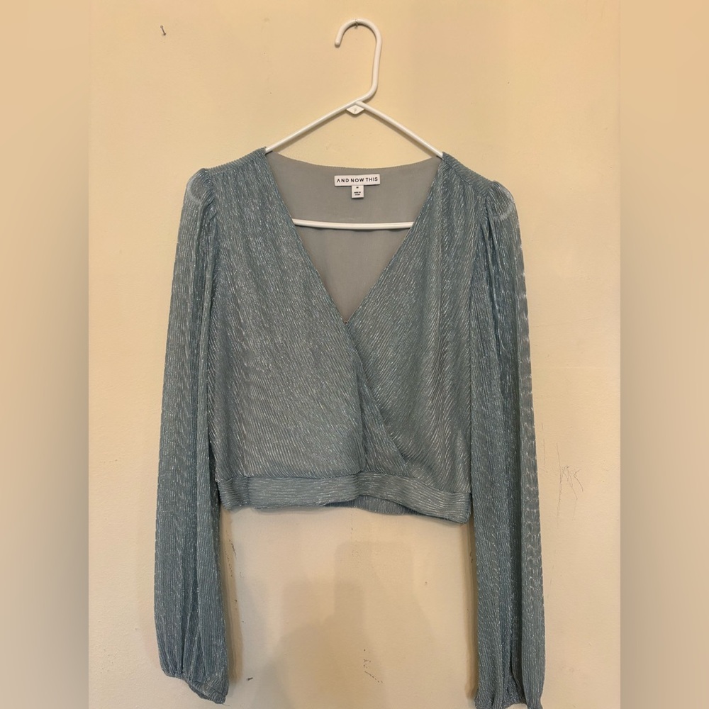 Women's Sparkly Blue Long Sleeve Top